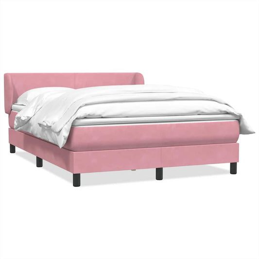 vidaXL Box Spring κρεβάτι με στρώμα ροζ 160x220 cm Βελούδινο
