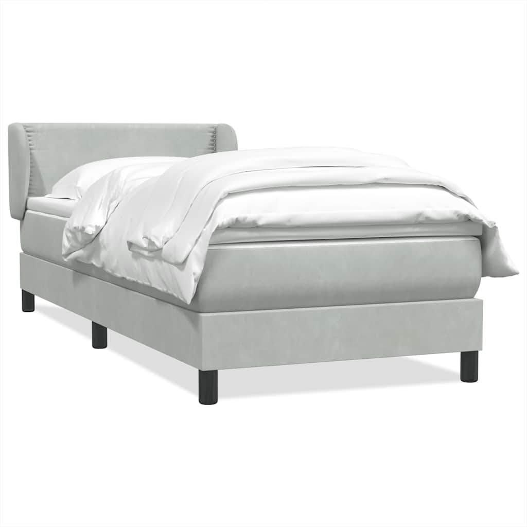vidaXL Box Spring κρεβάτι με στρώμα ανοιχτό γκρι 80x220 cm Βελούδινο