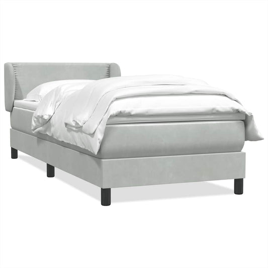 vidaXL Box Spring κρεβάτι με στρώμα ανοιχτό γκρι 80x220 cm Βελούδινο