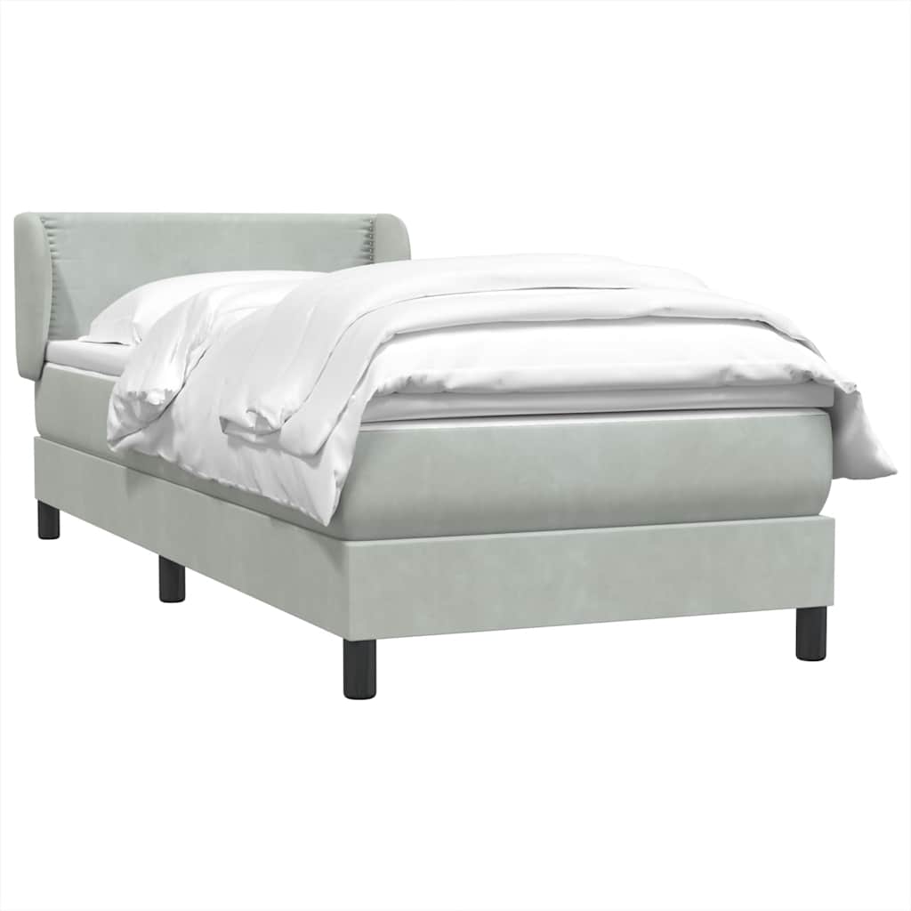 vidaXL Box Spring κρεβάτι με στρώμα ανοιχτό γκρι 80x220 cm Βελούδινο