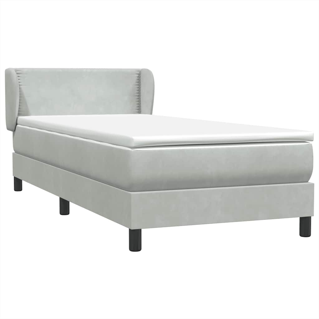 vidaXL Box Spring κρεβάτι με στρώμα ανοιχτό γκρι 80x220 cm Βελούδινο