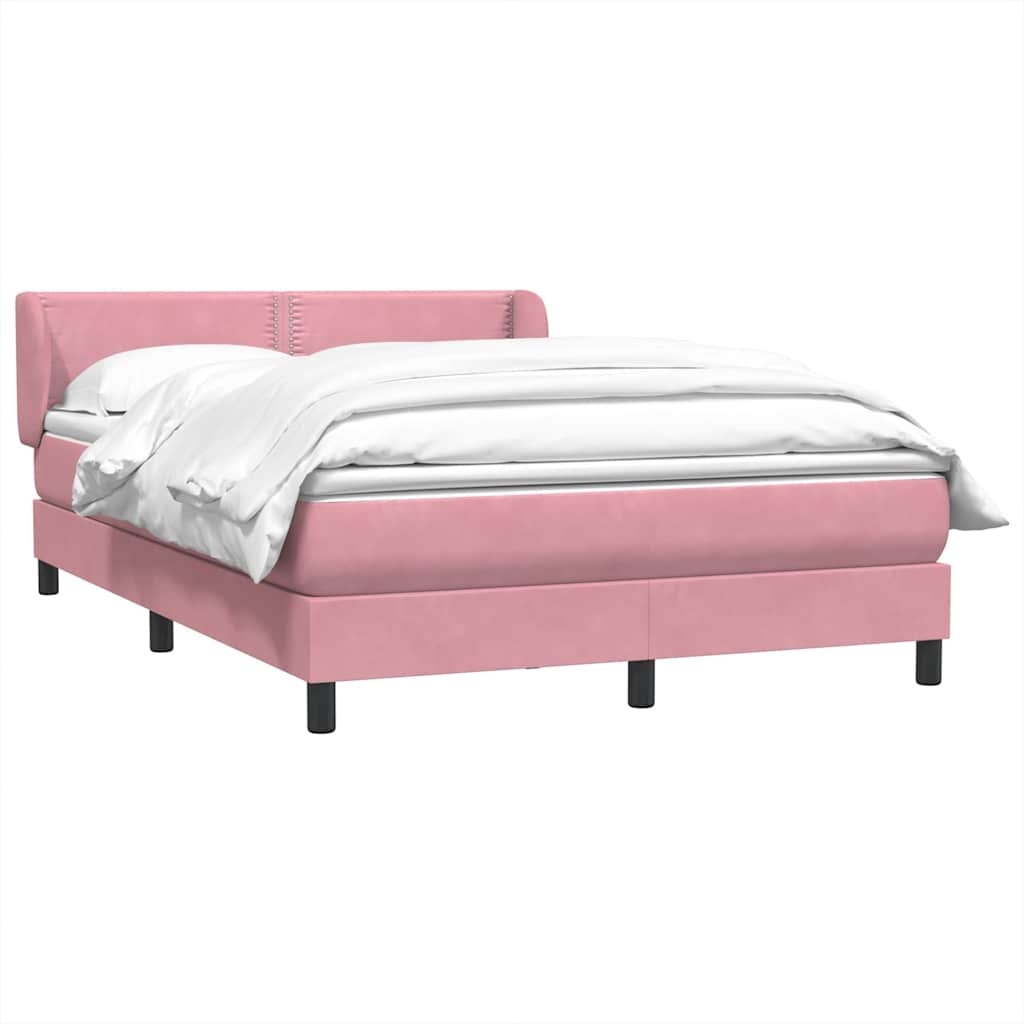 vidaXL Box Spring κρεβάτι με στρώμα ροζ 160x220 cm Βελούδινο