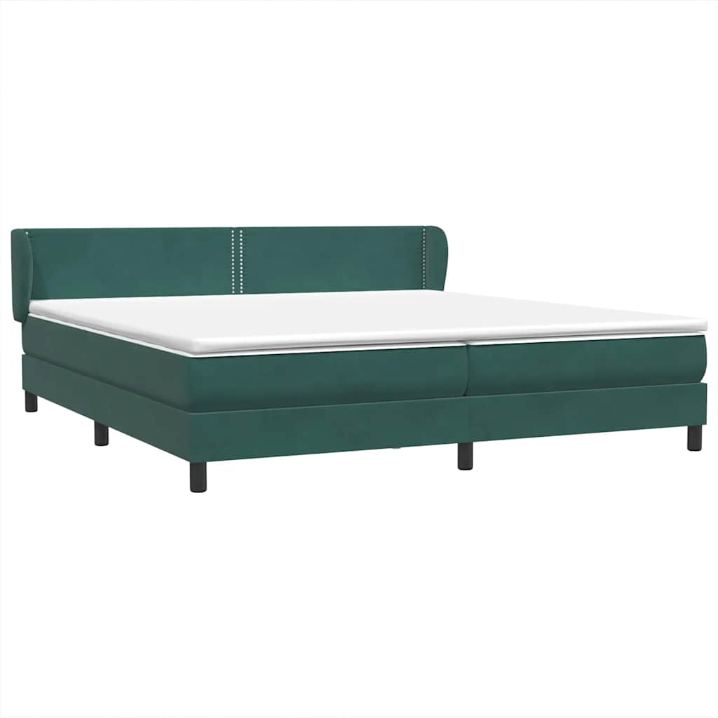 vidaXL Box Spring κρεβάτι με στρώματα σκούρο πράσινο Βελούδινο