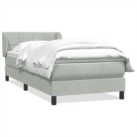 vidaXL Κρεβάτι Boxspring με Στρώμα Ανοιχτό Γκρι 80x210 εκ. Βελούδινο