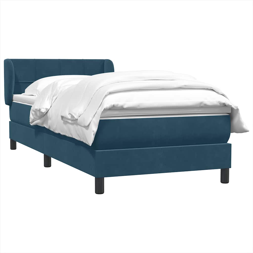 vidaXL Box Spring κρεβάτι με στρώμα σκούρο μπλε 80x210 εκ. Βελούδινο