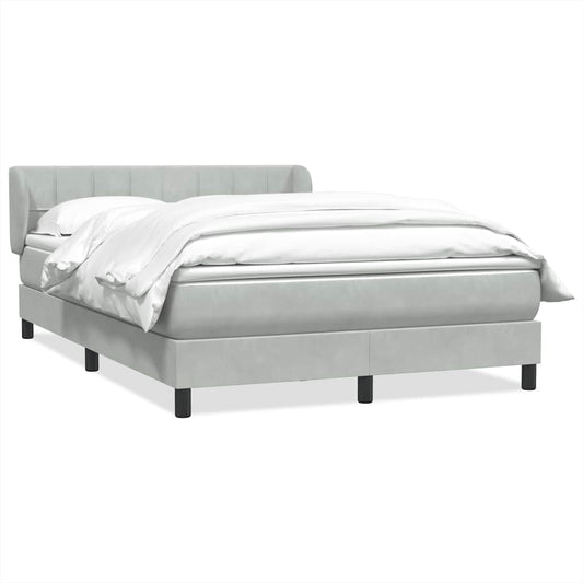 vidaXL Κρεβάτι Boxspring με Στρώμα Ανοιχτό Γκρι 160x210 εκ. Βελούδινο