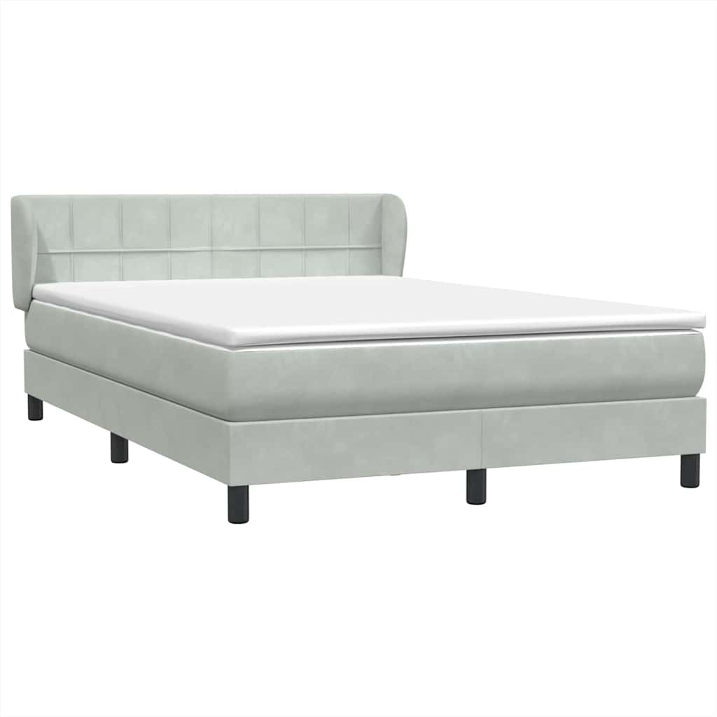 vidaXL Κρεβάτι Boxspring με Στρώμα Ανοιχτό Γκρι 160x210 εκ. Βελούδινο
