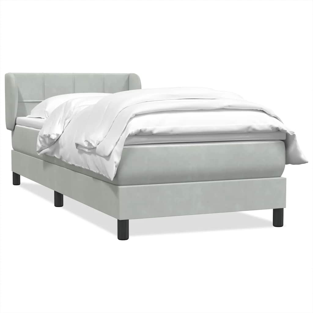 vidaXL Box Spring κρεβάτι με στρώμα ανοιχτό γκρι 80x220 cm Βελούδινο