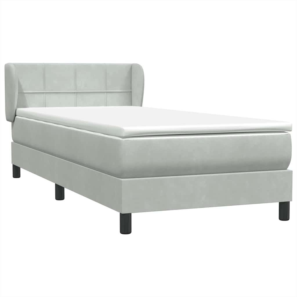 vidaXL Box Spring κρεβάτι με στρώμα ανοιχτό γκρι 80x220 cm Βελούδινο