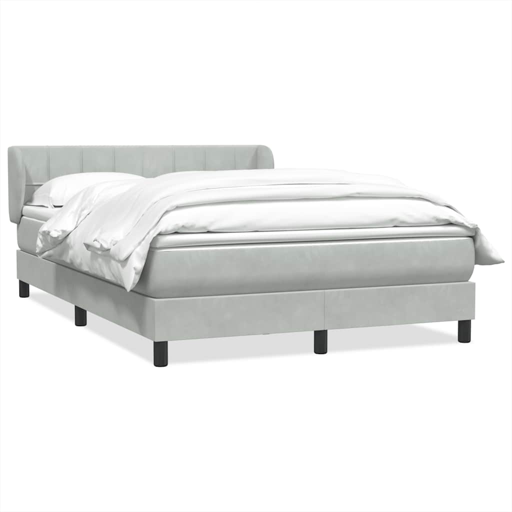 vidaXL Κρεβάτι Boxspring με Στρώμα Ανοιχτό Γκρι 160x220 εκ. Βελούδινο