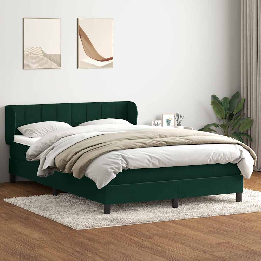 vidaXL Box Spring κρεβάτι με στρώμα σκούρο πράσινο 160x220cm Βελούδινο