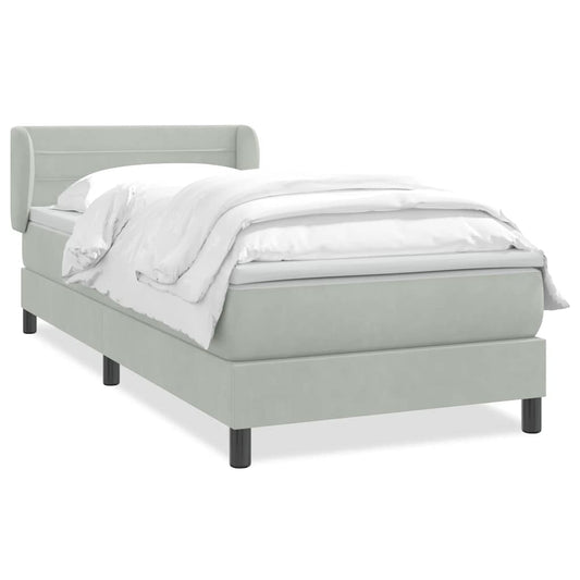 vidaXL Κρεβάτι Boxspring με Στρώμα Ανοιχτό Γκρι 80x210 εκ. Βελούδινο