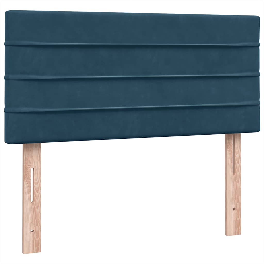 vidaXL Box Spring κρεβάτι με στρώμα σκούρο μπλε 80x210 εκ. Βελούδινο