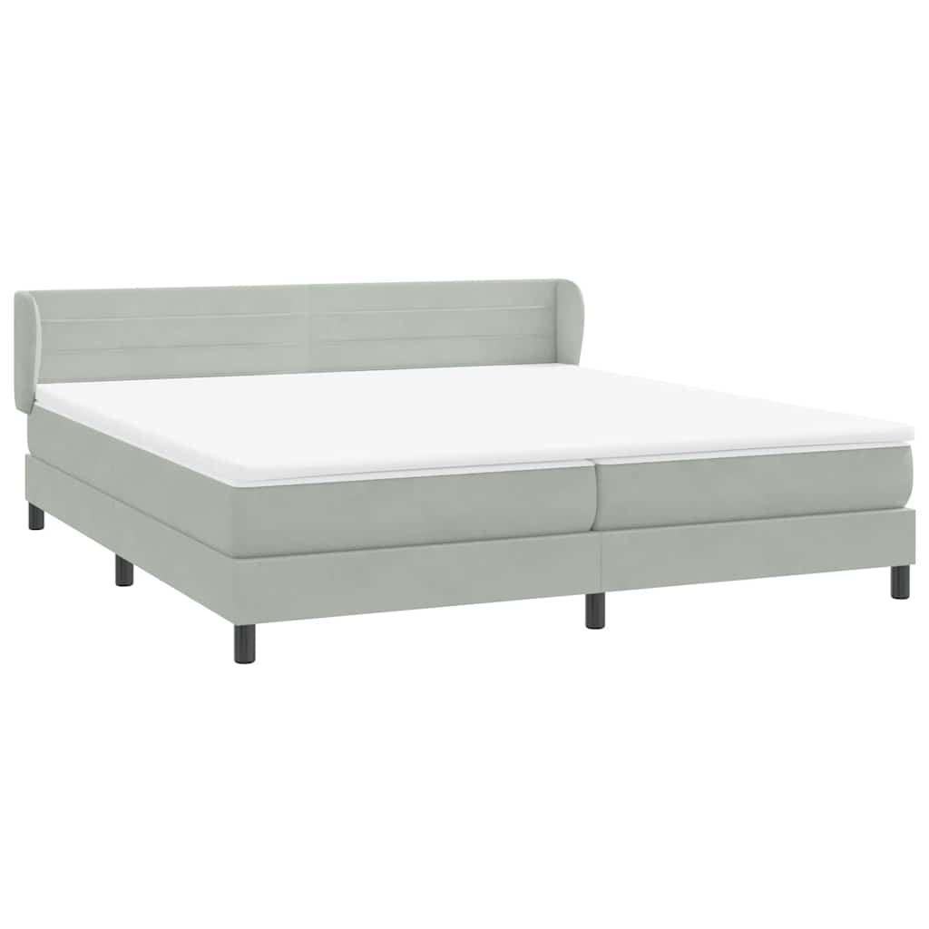 vidaXL Box Spring κρεβάτι με στρώματα ανοιχτό γκρι 180x210 cm Velvet