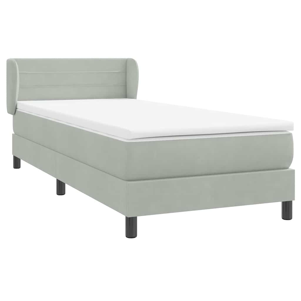 vidaXL Box Spring κρεβάτι με στρώμα ανοιχτό γκρι 80x220 cm Βελούδινο