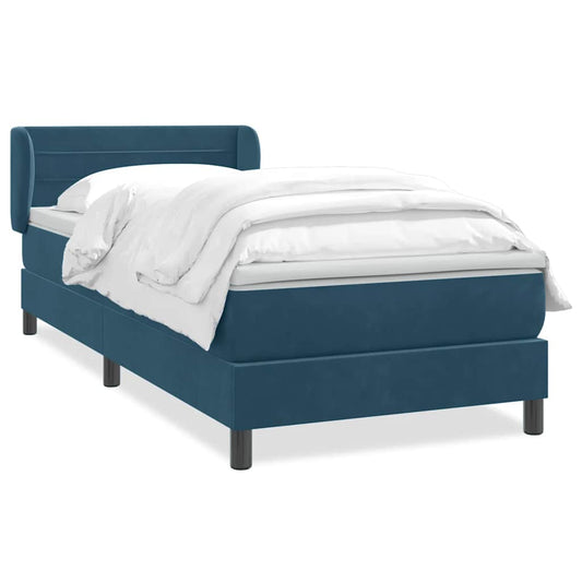 vidaXL Κρεβάτι Boxspring με Στρώμα Σκούρο Μπλε 80x220 εκ. Βελούδινο