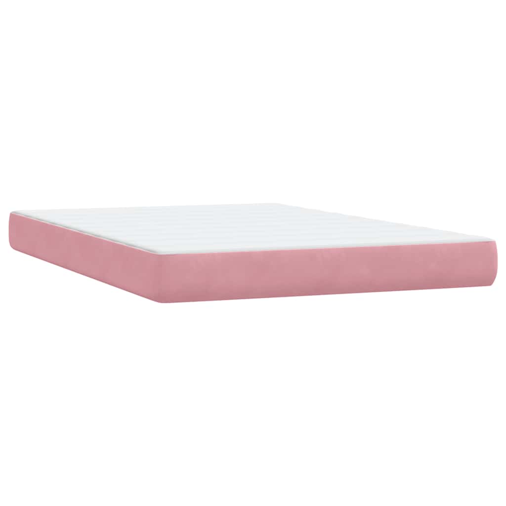 vidaXL Box Spring κρεβάτι με στρώμα ροζ 140x220 cm Βελούδινο