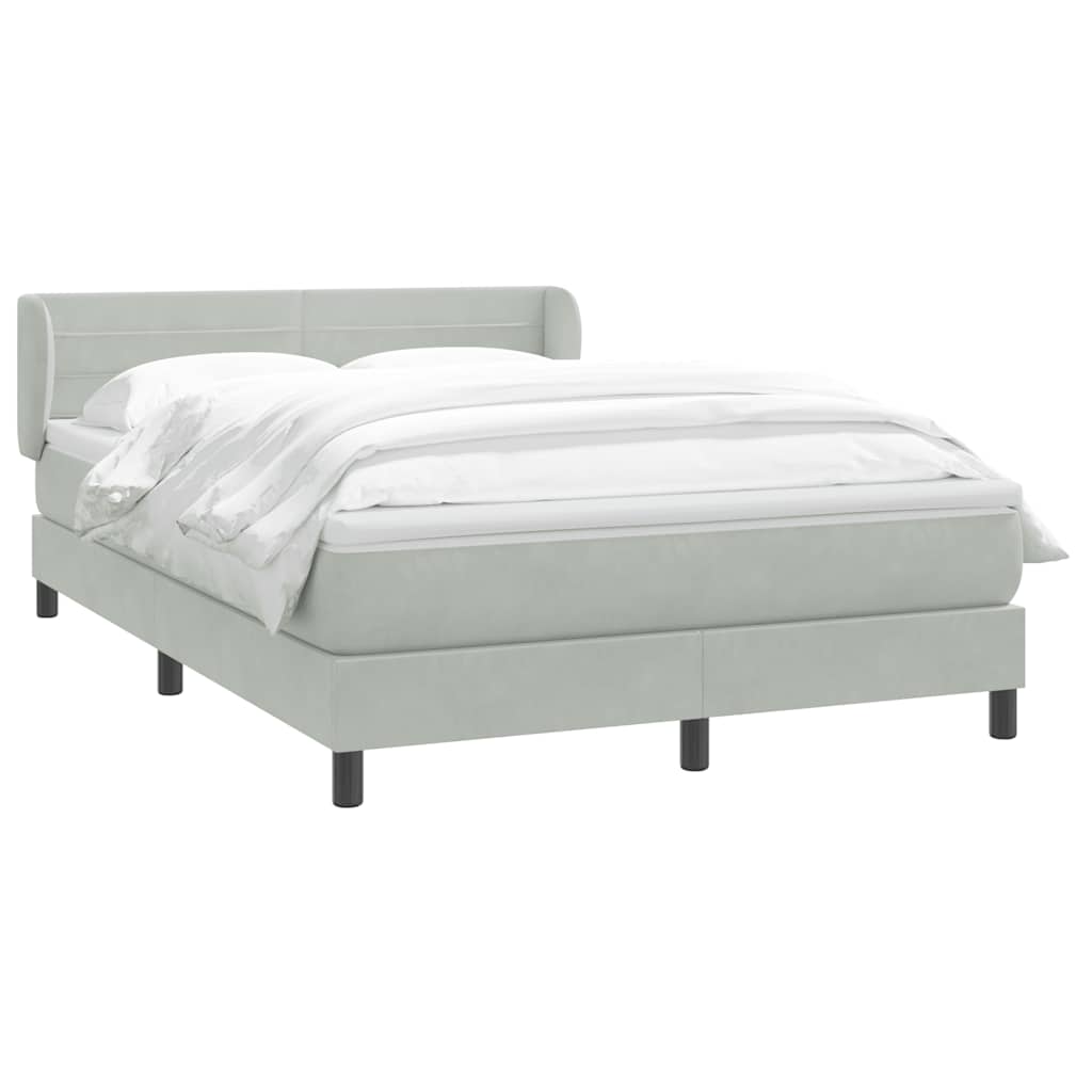 vidaXL Κρεβάτι Boxspring με Στρώμα Ανοιχτό Γκρι 160x220 εκ. Βελούδινο