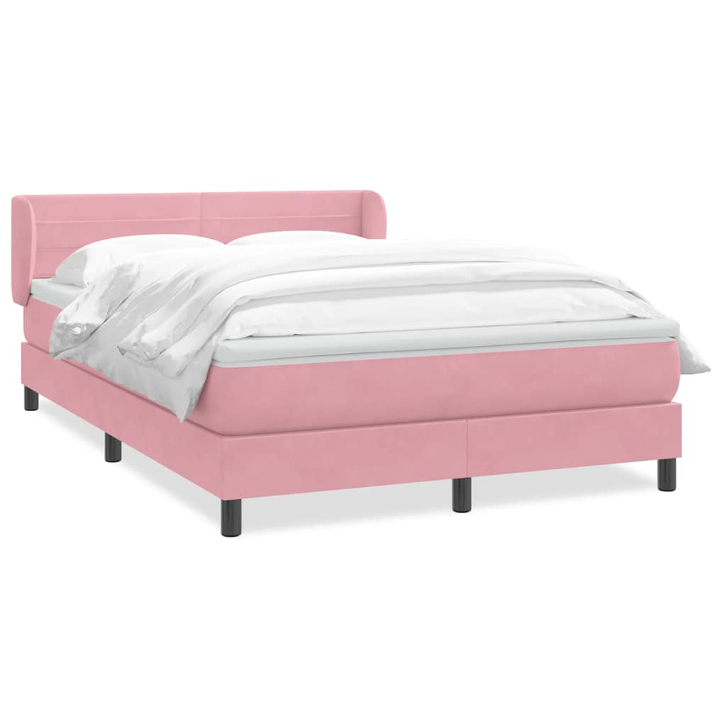 vidaXL Box Spring κρεβάτι με στρώμα ροζ 160x220 cm Βελούδινο
