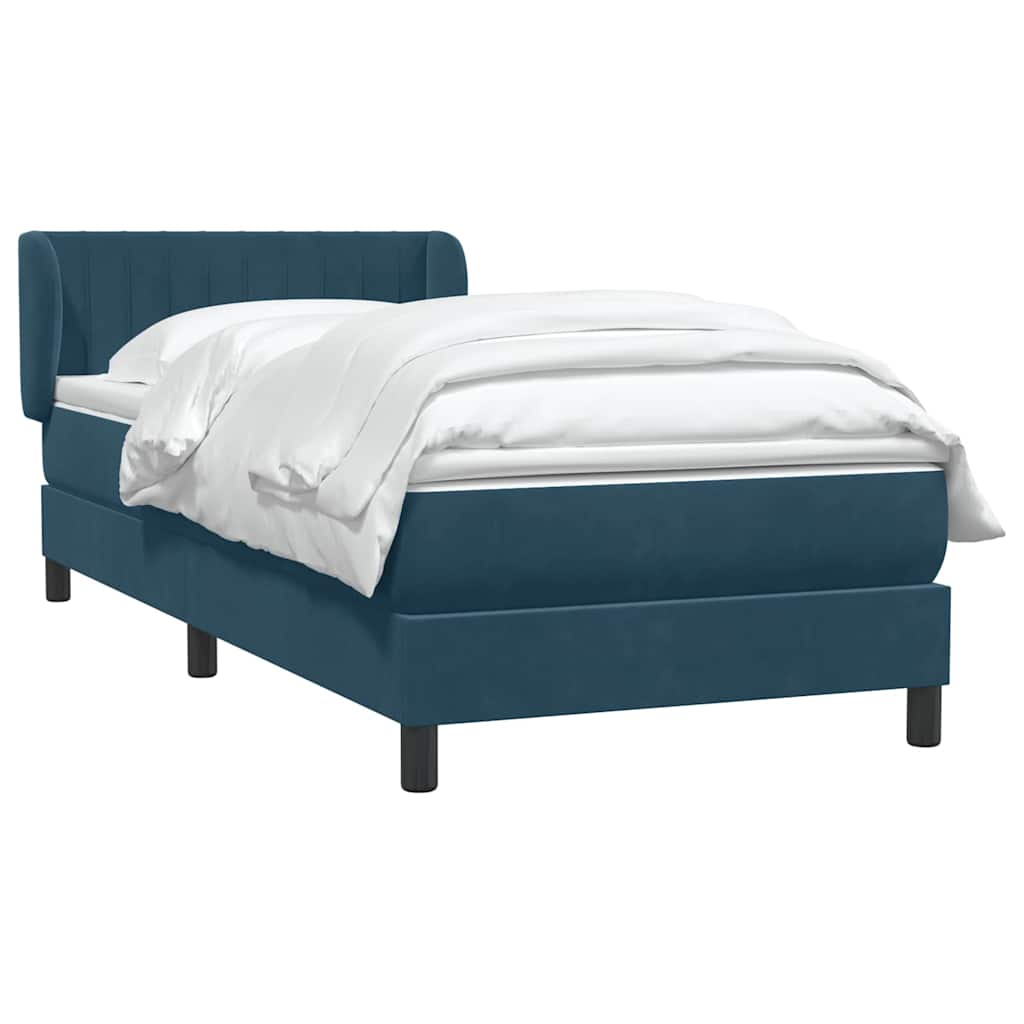 vidaXL Box Spring κρεβάτι με στρώμα σκούρο μπλε 80x210 εκ. Βελούδινο