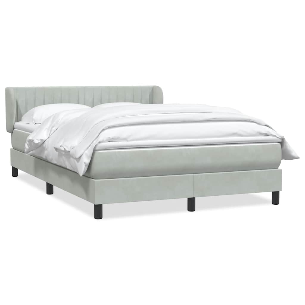 vidaXL Κρεβάτι Boxspring με Στρώμα Ανοιχτό Γκρι 160x210 εκ. Βελούδινο