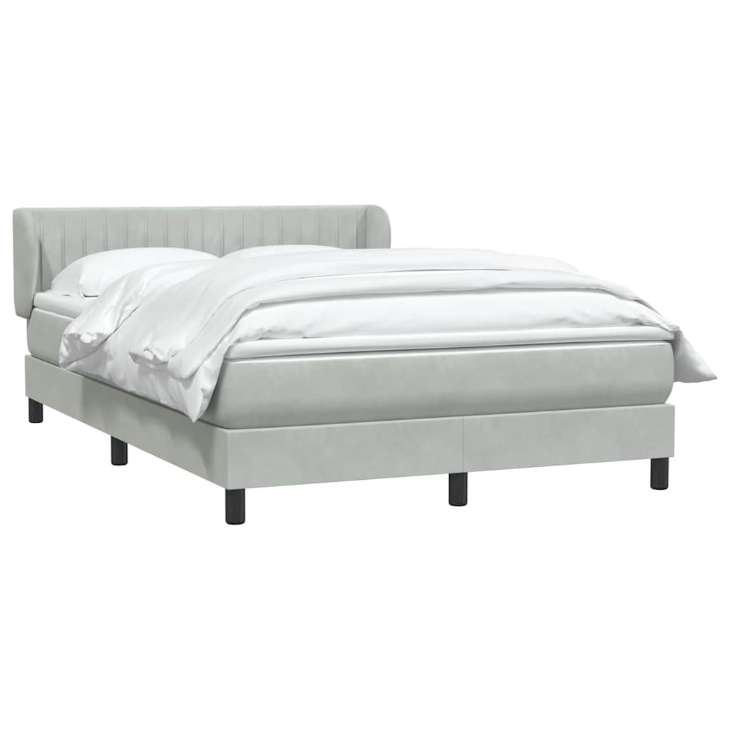vidaXL Κρεβάτι Boxspring με Στρώμα Ανοιχτό Γκρι 160x210 εκ. Βελούδινο