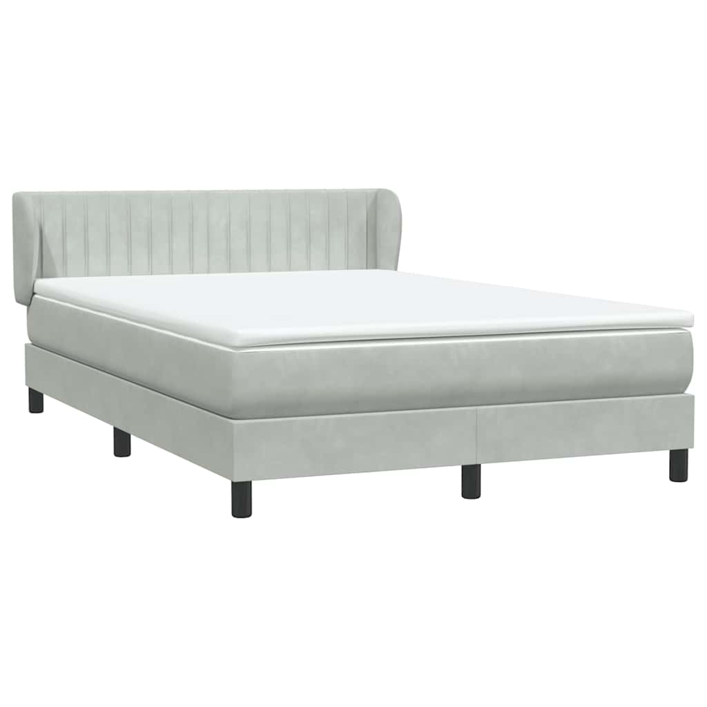 vidaXL Κρεβάτι Boxspring με Στρώμα Ανοιχτό Γκρι 160x210 εκ. Βελούδινο