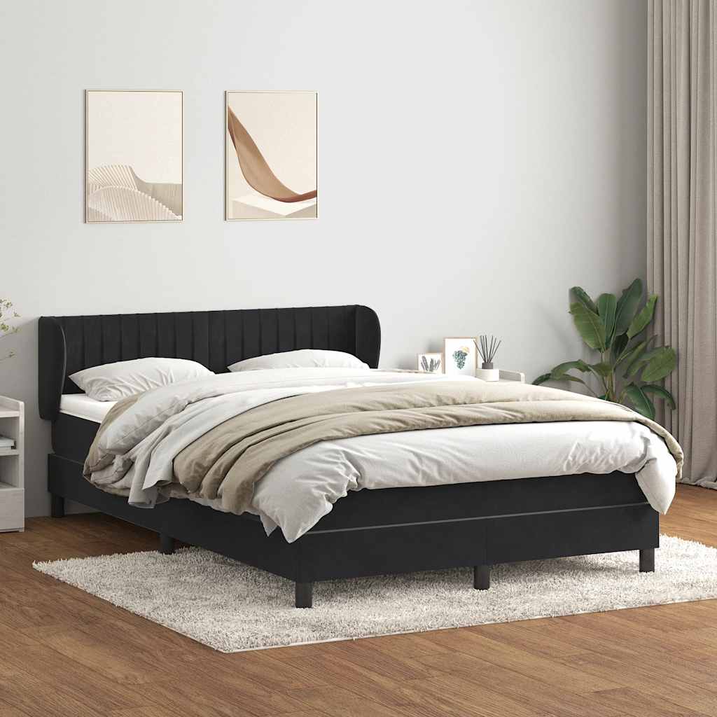 vidaXL Κρεβάτι Boxspring με Στρώμα Μαύρο 160x210 εκ. Βελούδινο