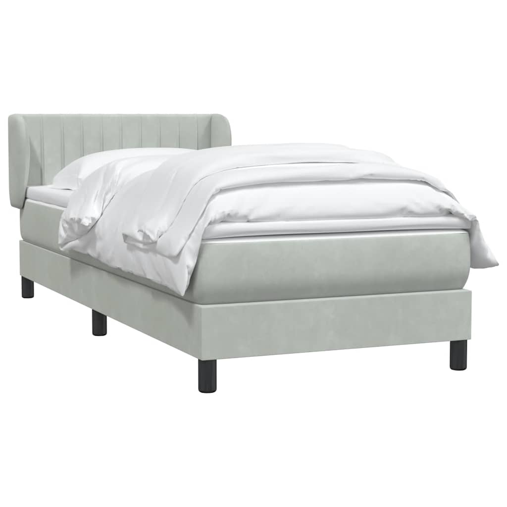 vidaXL Box Spring κρεβάτι με στρώμα ανοιχτό γκρι 80x220 cm Βελούδινο