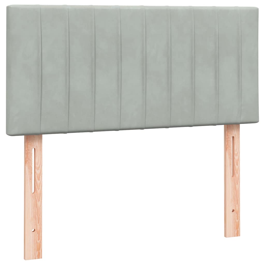 vidaXL Box Spring κρεβάτι με στρώμα ανοιχτό γκρι 80x220 cm Βελούδινο