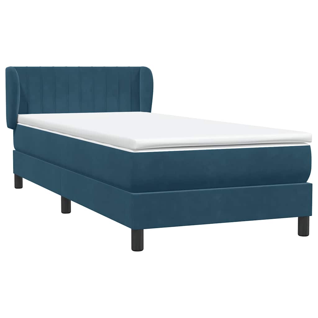 vidaXL Κρεβάτι Boxspring με Στρώμα Σκούρο Μπλε 80x220 εκ. Βελούδινο