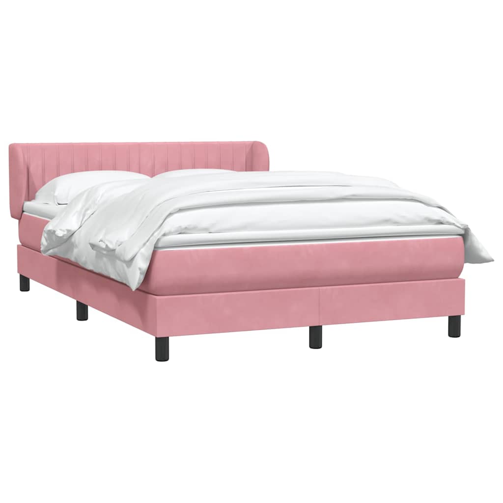 vidaXL Box Spring κρεβάτι με στρώμα ροζ 140x220 cm Βελούδινο