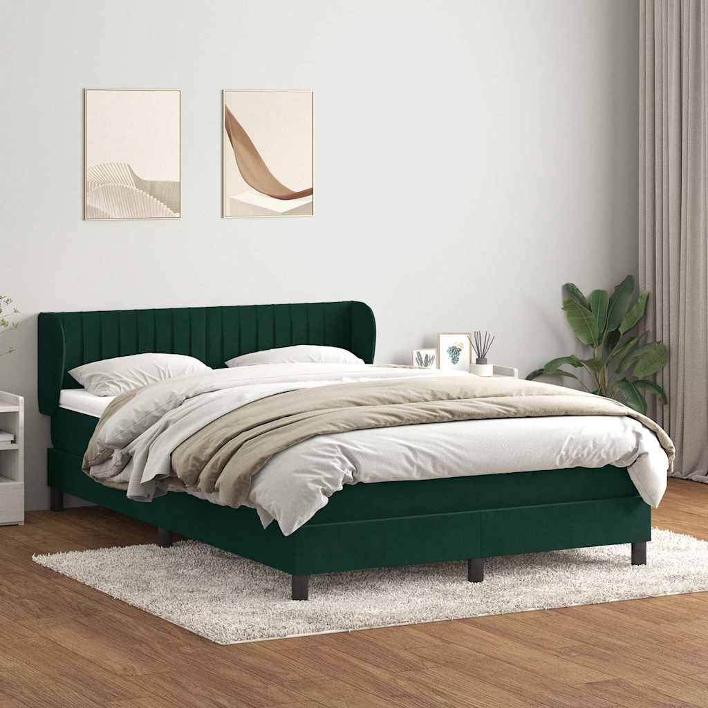 vidaXL Box Spring κρεβάτι με στρώμα σκούρο πράσινο 160x220cm Βελούδινο