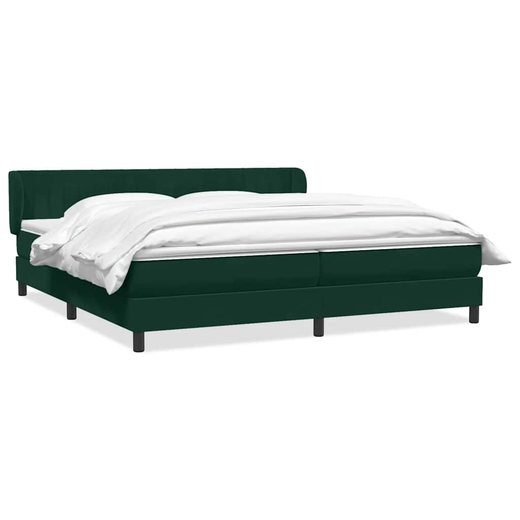 vidaXL Box Spring κρεβάτι με στρώματα σκούρο πράσινο Βελούδινο