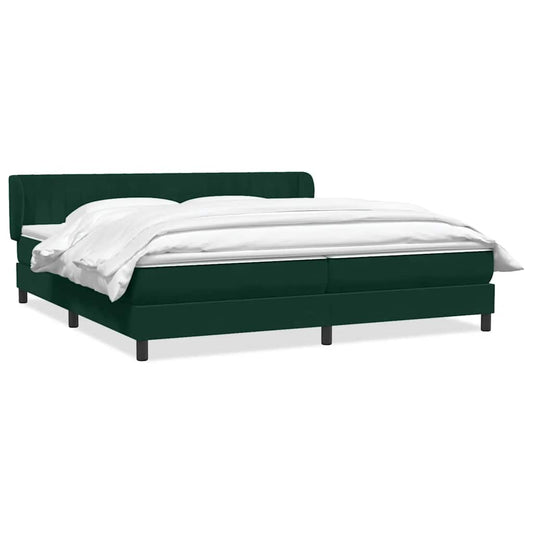 vidaXL Box Spring κρεβάτι με στρώματα σκούρο πράσινο Βελούδινο