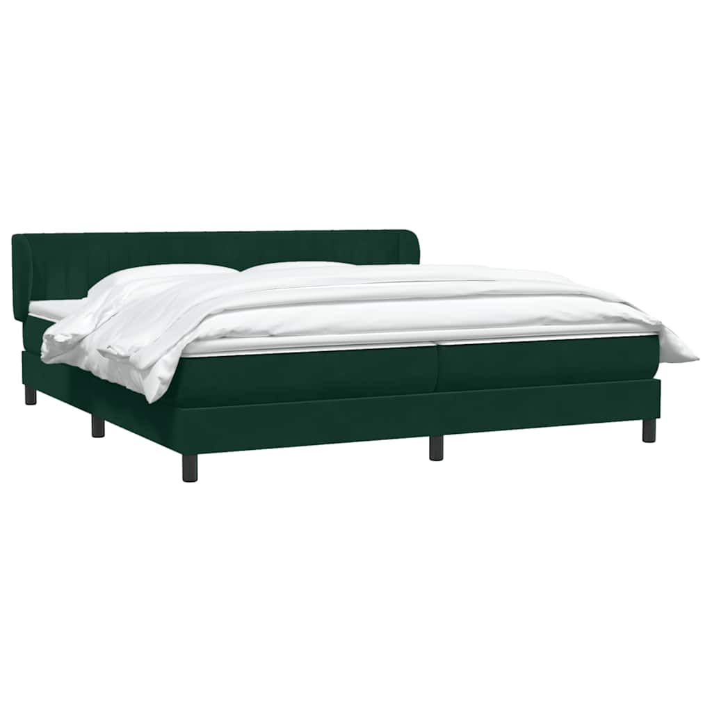 vidaXL Box Spring κρεβάτι με στρώματα σκούρο πράσινο Βελούδινο
