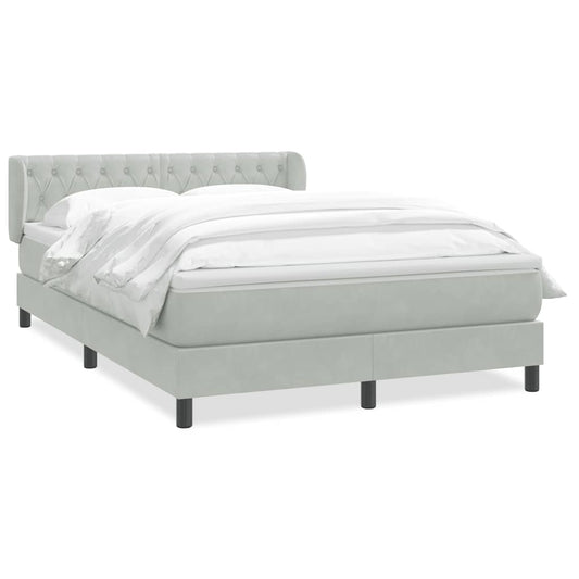 vidaXL Κρεβάτι Boxspring με Στρώμα Ανοιχτό Γκρι 160x210 εκ. Βελούδινο