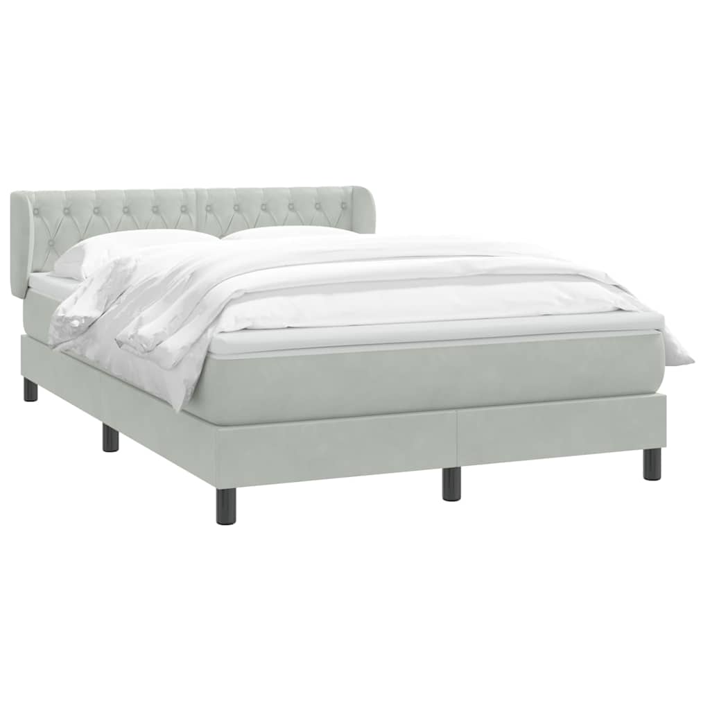vidaXL Κρεβάτι Boxspring με Στρώμα Ανοιχτό Γκρι 160x210 εκ. Βελούδινο