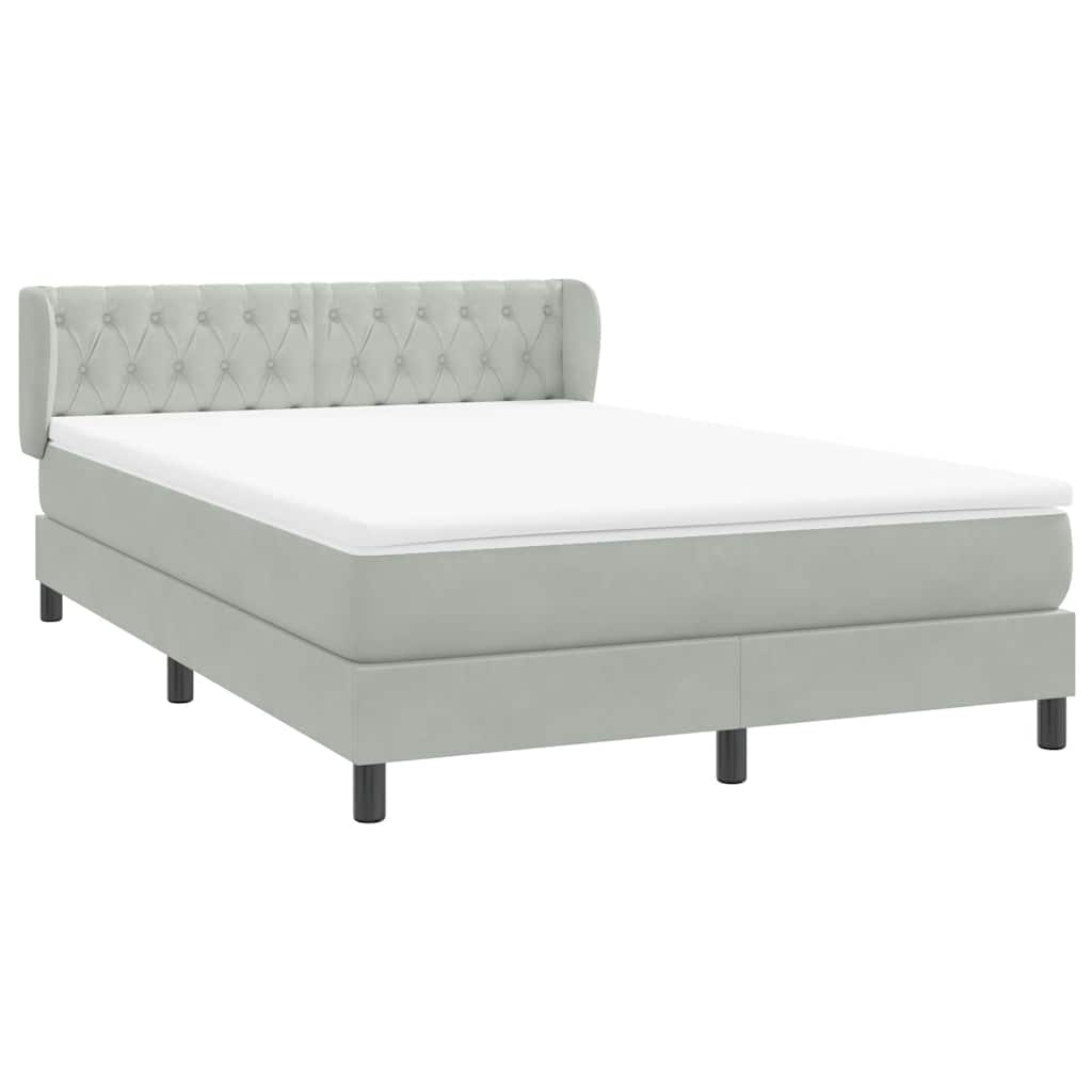 vidaXL Κρεβάτι Boxspring με Στρώμα Ανοιχτό Γκρι 160x210 εκ. Βελούδινο
