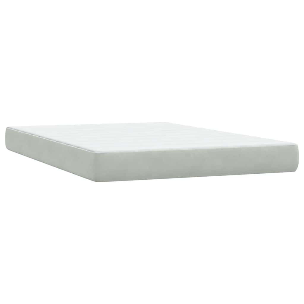 vidaXL Κρεβάτι Boxspring με Στρώμα Ανοιχτό Γκρι 160x210 εκ. Βελούδινο
