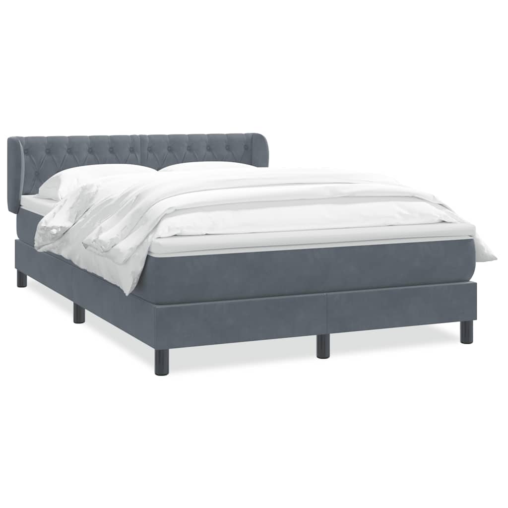 vidaXL Κρεβάτι Boxspring με Στρώμα Σκούρο Γκρι 160x210 εκ. Βελούδινο