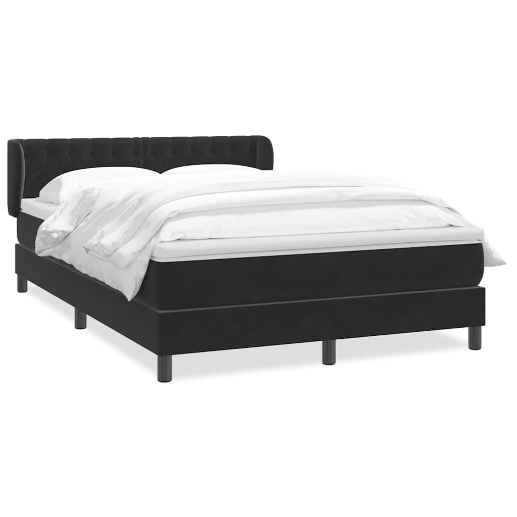 vidaXL Κρεβάτι Boxspring με Στρώμα Μαύρο 160x210 εκ. Βελούδινο