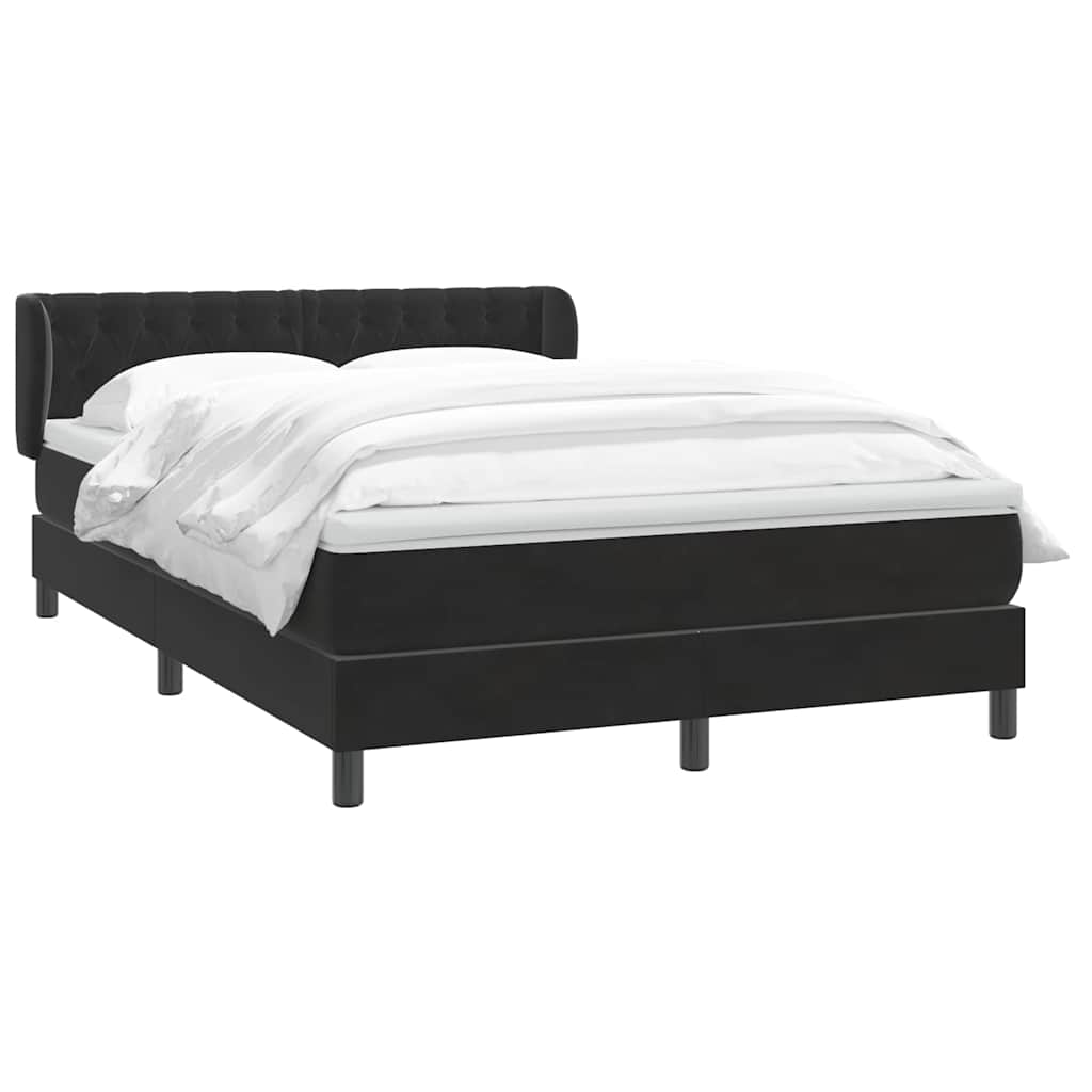 vidaXL Κρεβάτι Boxspring με Στρώμα Μαύρο 160x210 εκ. Βελούδινο