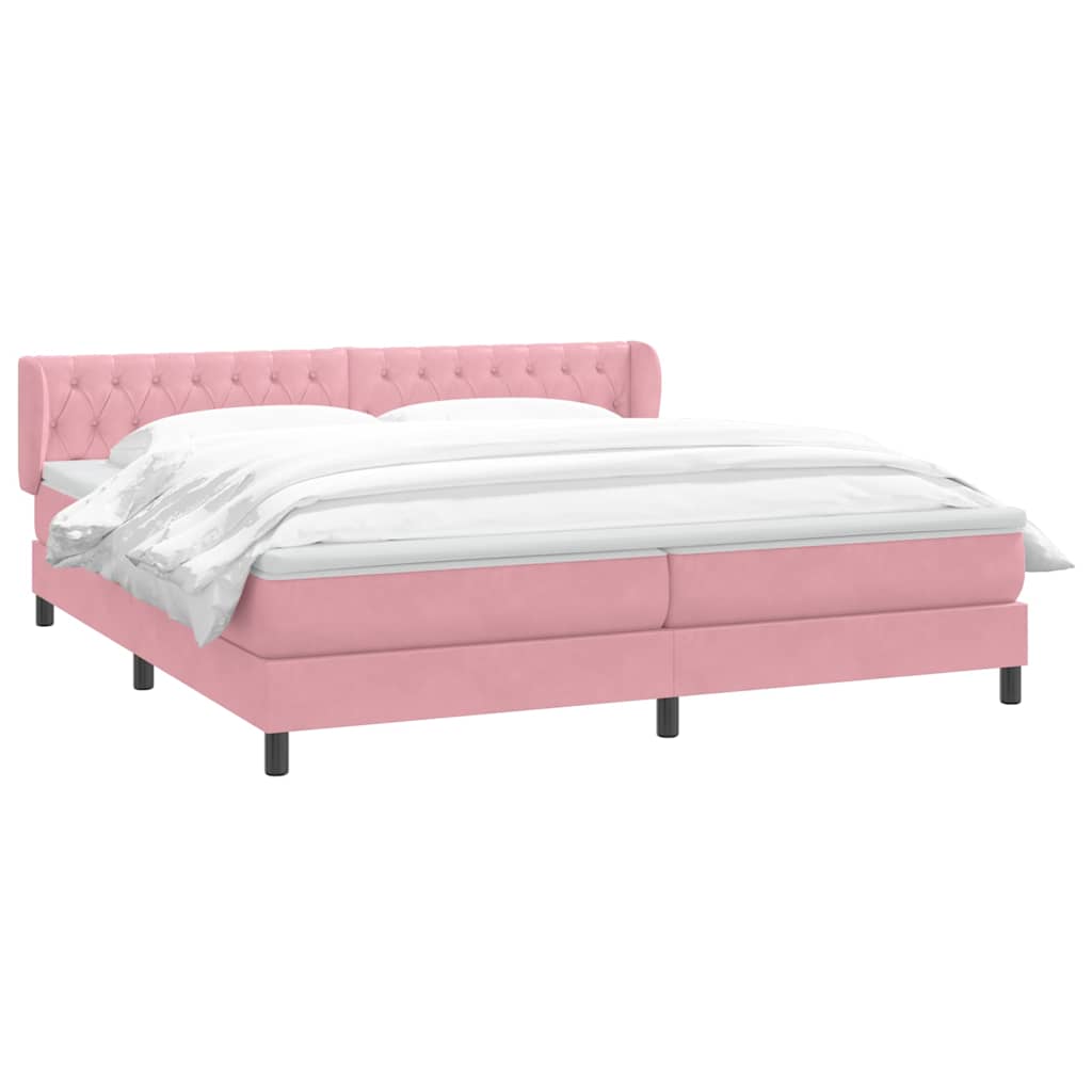 vidaXL Box Spring κρεβάτι με στρώματα ροζ 180x210 cm Βελούδινο