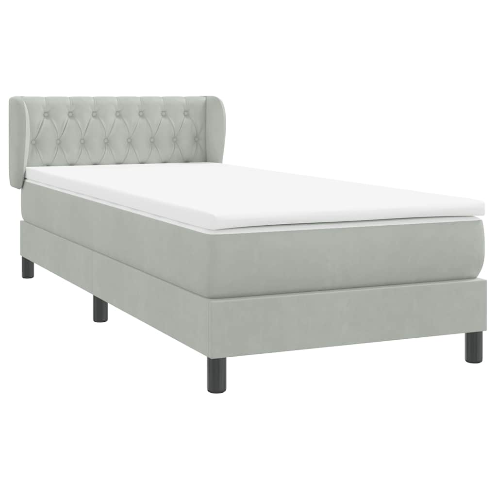 vidaXL Box Spring κρεβάτι με στρώμα ανοιχτό γκρι 80x220 cm Βελούδινο