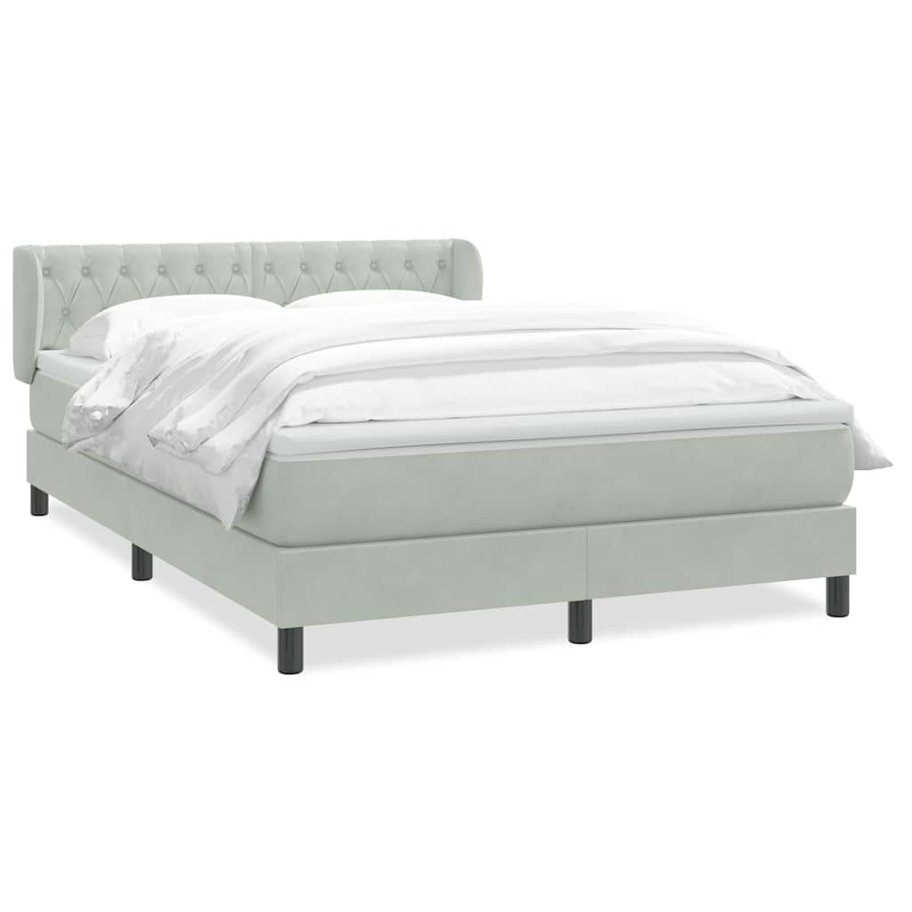 vidaXL Κρεβάτι Boxspring με Στρώμα Ανοιχτό Γκρι 160x220 εκ. Βελούδινο