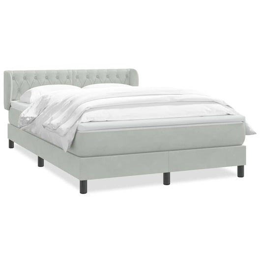 vidaXL Κρεβάτι Boxspring με Στρώμα Ανοιχτό Γκρι 160x220 εκ. Βελούδινο