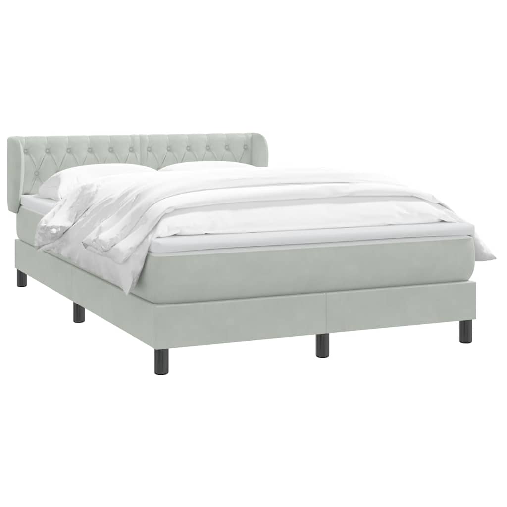 vidaXL Κρεβάτι Boxspring με Στρώμα Ανοιχτό Γκρι 160x220 εκ. Βελούδινο