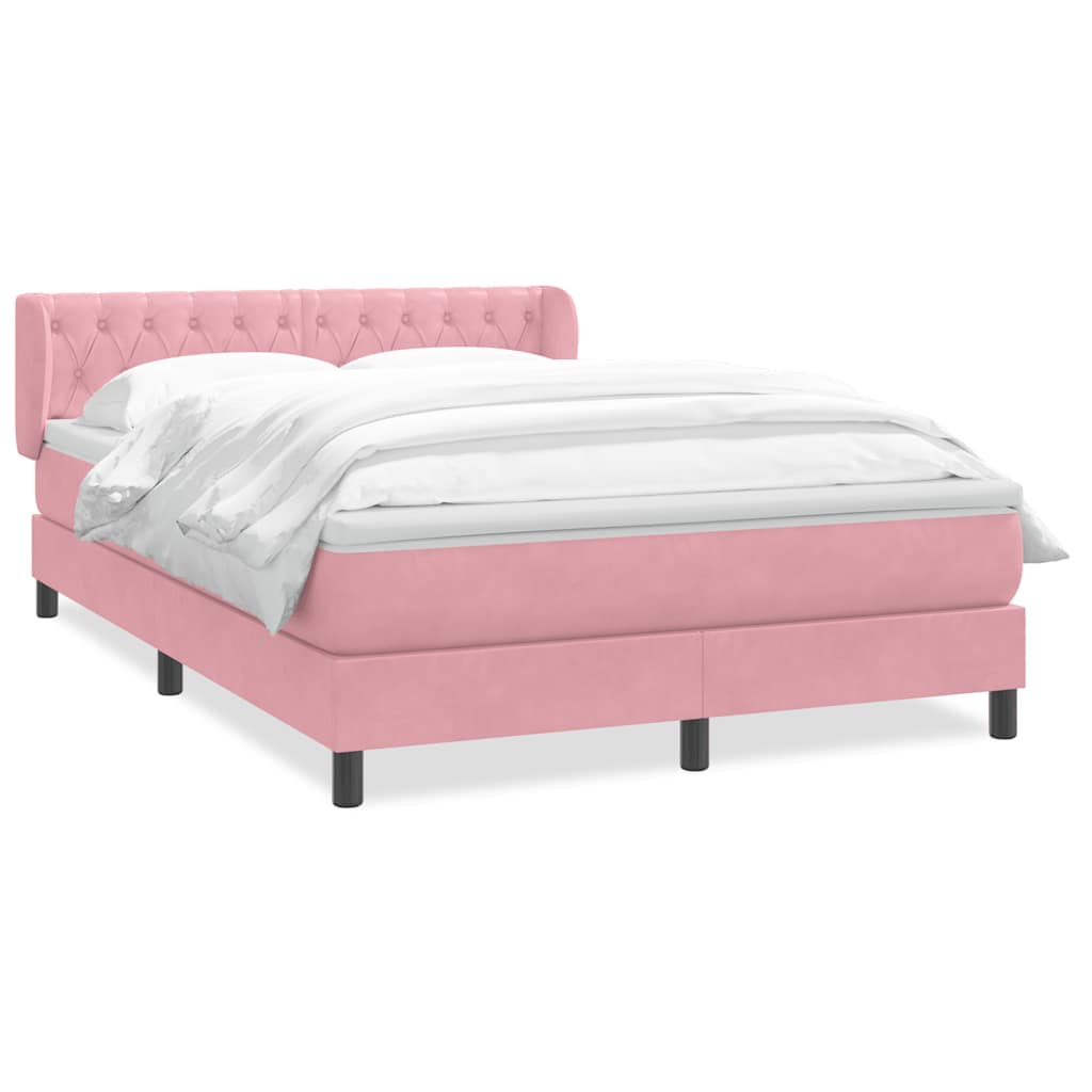 vidaXL Box Spring κρεβάτι με στρώμα ροζ 160x220 cm Βελούδινο