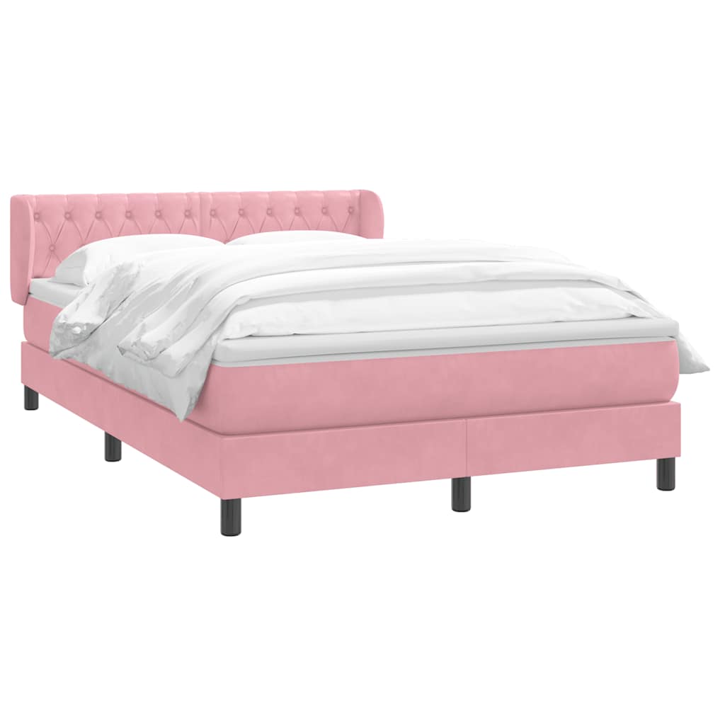 vidaXL Box Spring κρεβάτι με στρώμα ροζ 160x220 cm Βελούδινο